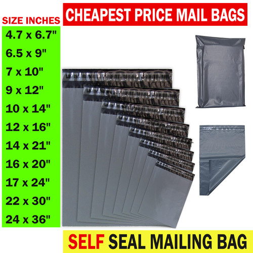 Grey mailing bags all sizes - all,
